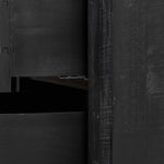 Beauty in simplicity. A clean cube of aged black-finished pine can be styled into a wide range of styles and spaces Amethyst Home provides interior design, new home construction design consulting, vintage area rugs, and lighting in the Calabasas metro area.