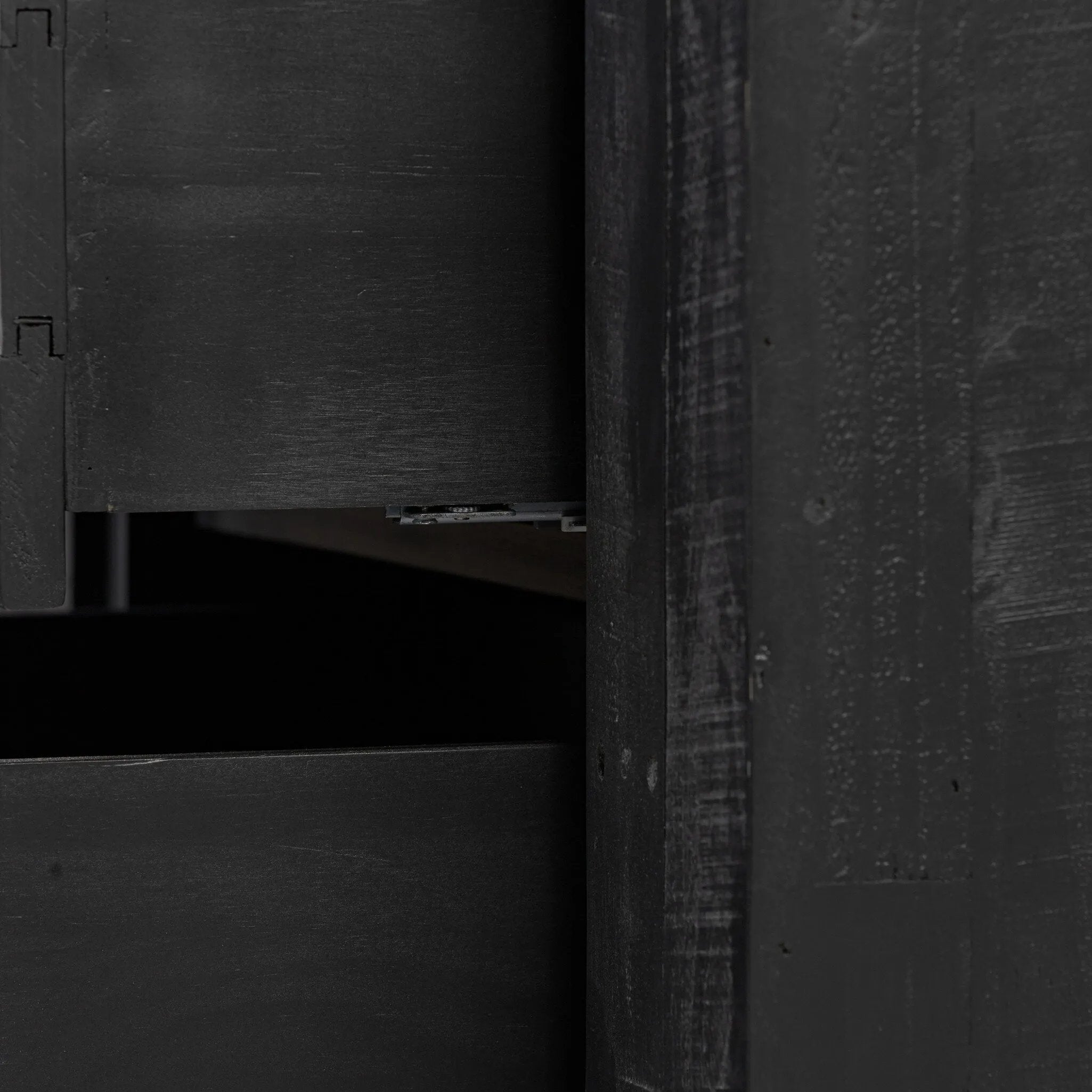 Beauty in simplicity. A clean cube of aged black-finished pine can be styled into a wide range of styles and spaces Amethyst Home provides interior design, new home construction design consulting, vintage area rugs, and lighting in the Calabasas metro area.