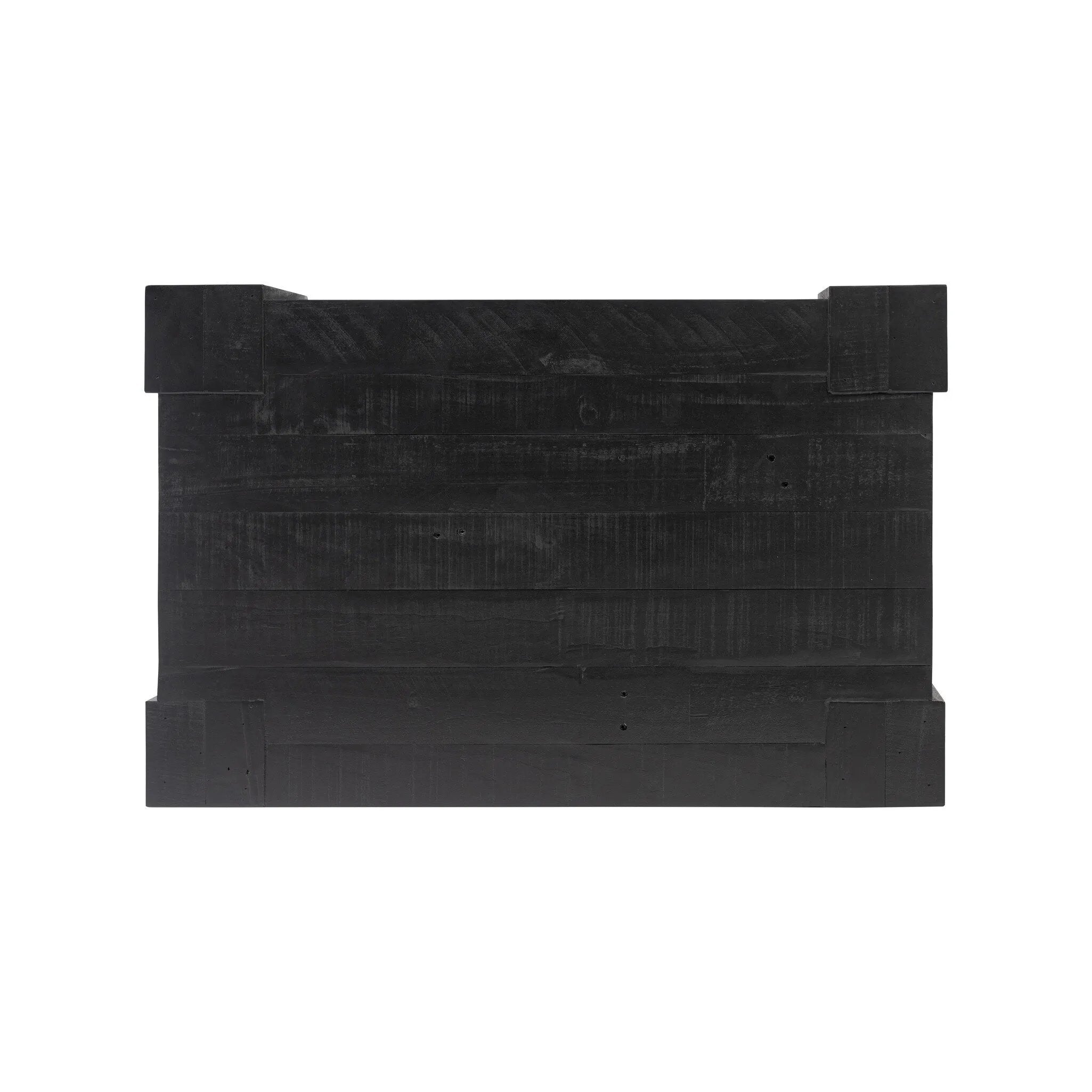 Beauty in simplicity. A clean cube of aged black-finished pine can be styled into a wide range of styles and spaces Amethyst Home provides interior design, new home construction design consulting, vintage area rugs, and lighting in the Kansas City metro area.