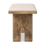 A heritage-inspired bench pairs light, distressed oak with high-performance fabric, bringing extra seating to any room. A pull-through stretcher adds a design-forward touch. Performance fabrics are specially created to withstand spills, stains, high traffic and wear, ensuring long-term comfort and unmatched durability Amethyst Home provides interior design, new home construction design consulting, vintage area rugs, and lighting in the Boston metro area.