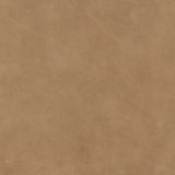 Rounded, chunky dowel legs in an amber oak finish frame the tan top-grain leather headboard of this simple-but-striking bed frame Amethyst Home provides interior design, new home construction design consulting, vintage area rugs, and lighting in the Nashville metro area.