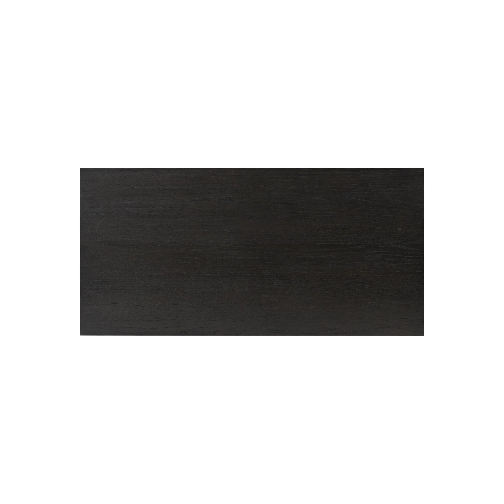 Create storage space in the bedroom with a five-drawer dresser of ebony-finished oak. Chunky dowel legs support a tall silhouette and overhang top, all finished out with simple gunmetal hardware Amethyst Home provides interior design, new home construction design consulting, vintage area rugs, and lighting in the Monterey metro area.