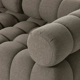 Featuring Roma Alessi Fawn Outdoor 4-Piece Sectional by Four Hands at Amethyst Home. A modern take on mid-century Italian design, soft volume and exaggerated proportions fuse for a sculpted look and playful feel. Atop a plinth-style teak base, outdoor-friendly four-piece sectional features dramatic tufting for a padded sit, indoors and out. Sustainably made wit. Amethyst Home provides interior design, new home construction design consulting, vintage area rugs, and lighting in the Tampa metro area.