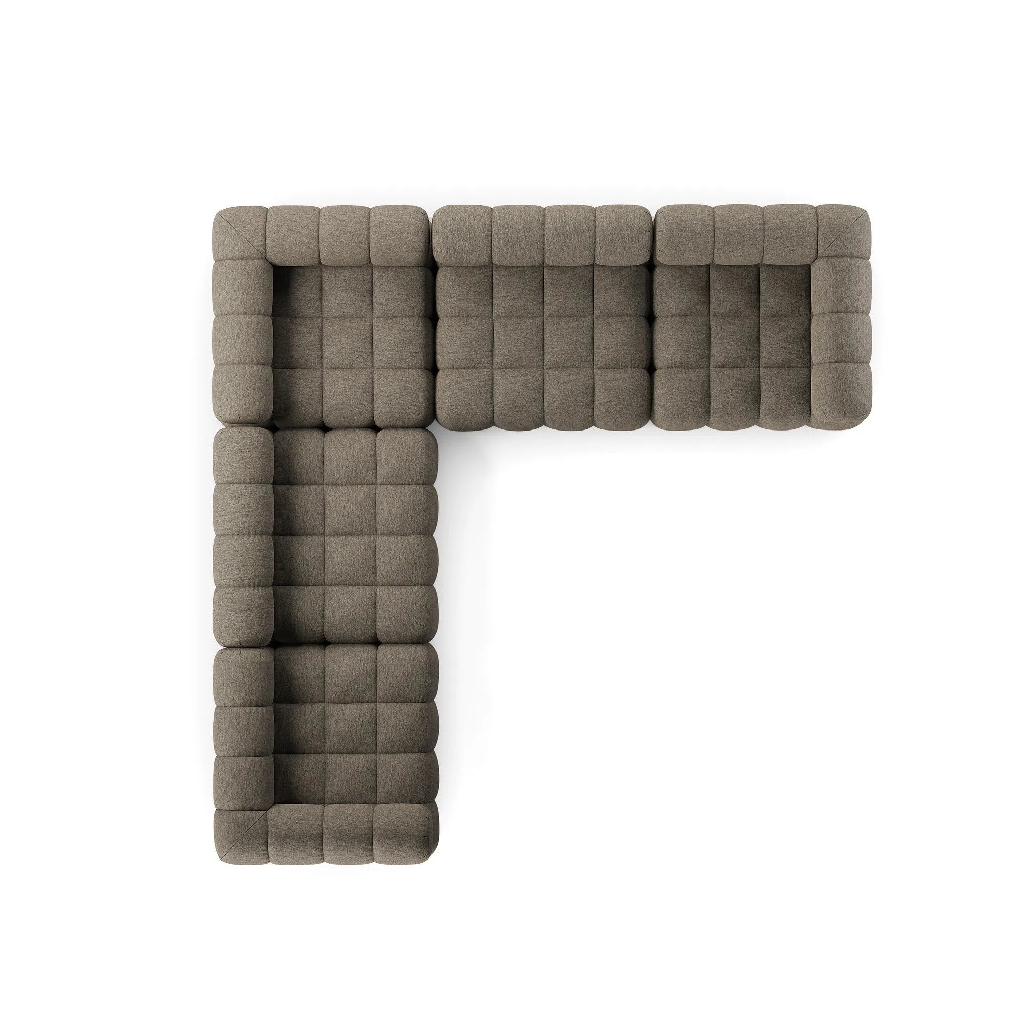 Featuring Roma Alessi Fawn Outdoor 5-Piece Sectional by Four Hands at Amethyst Home. A modern take on mid-century Italian design, soft volume and exaggerated proportions fuse for a sculpted look and playful feel. Atop a plinth-style teak base, outdoor-friendly five-piece sectional features dramatic tufting for a padded sit, indoors and out. Sustainably ma. Amethyst Home provides interior design, new home construction design consulting, vintage area rugs, and lighting in the Kansas City metro area.