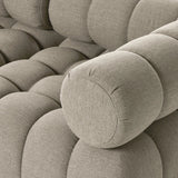 Featuring Roma Alessi Fawn Outdoor 5-Piece Sectional by Four Hands at Amethyst Home. A modern take on mid-century Italian design, soft volume and exaggerated proportions fuse for a sculpted look and playful feel. Atop a plinth-style teak base, outdoor-friendly five-piece sectional features dramatic tufting for a padded sit, indoors and out. Sustainably made. Amethyst Home provides interior design, new home construction design consulting, vintage area rugs, and lighting in the Park City metro area.