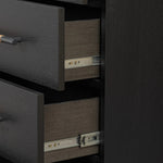 Featuring Rosedale Ebony Oak Veneer 8 Drawer Dresser by Four Hands at Amethyst Home. Introducing the Rosedale Ebony Oak Veneer 8 Drawer Dresser - the epitome of luxury and sophistication. With its sleek ebony oak veneer finish and 8 spacious drawers, this dresser is the perfect addition to any elegant bedroom. Organize your clothes and elevate your decor wi. Amethyst Home provides interior design, new home construction design consulting, vintage area rugs, and lighting in the Charlotte metro area.