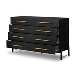 Featuring Rosedale Ebony Oak Veneer 8 Drawer Dresser by Four Hands at Amethyst Home. Introducing the Rosedale Ebony Oak Veneer 8 Drawer Dresser - the epitome of luxury and sophistication. With its sleek ebony oak veneer finish and 8 spacious drawers, this dresser is the perfect addition to any elegant bedroom. Organize your clothes and elevate your dec. Amethyst Home provides interior design, new home construction design consulting, vintage area rugs, and lighting in the Salt Lake City metro area.