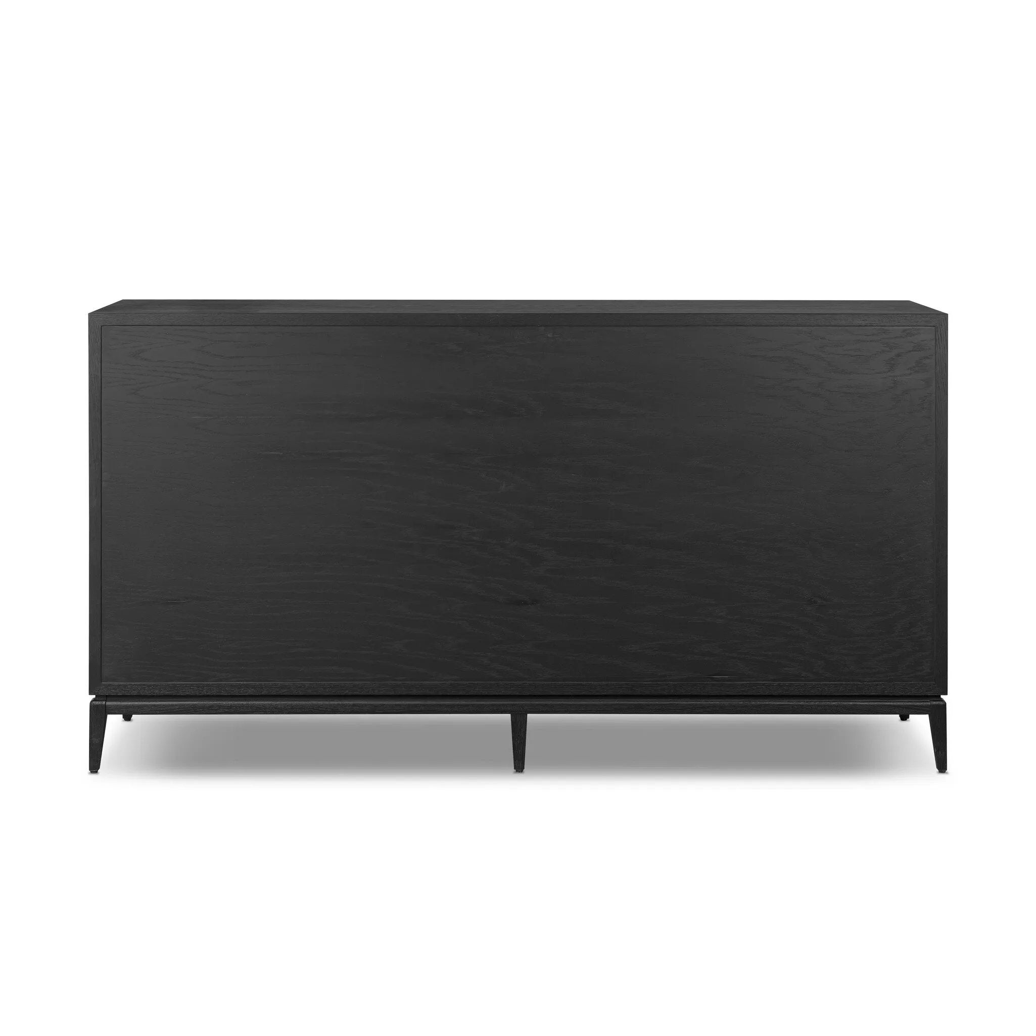 Elevate your bedroom styling with a storage-driven dresser of black-finished oak. A smooth top pairs with eight spacious drawers covered with woven paper cord. The result: a dark, Scandinavian-inspired look that will work into your collection beautifully Amethyst Home provides interior design, new home construction design consulting, vintage area rugs, and lighting in the Winter Garden metro area.