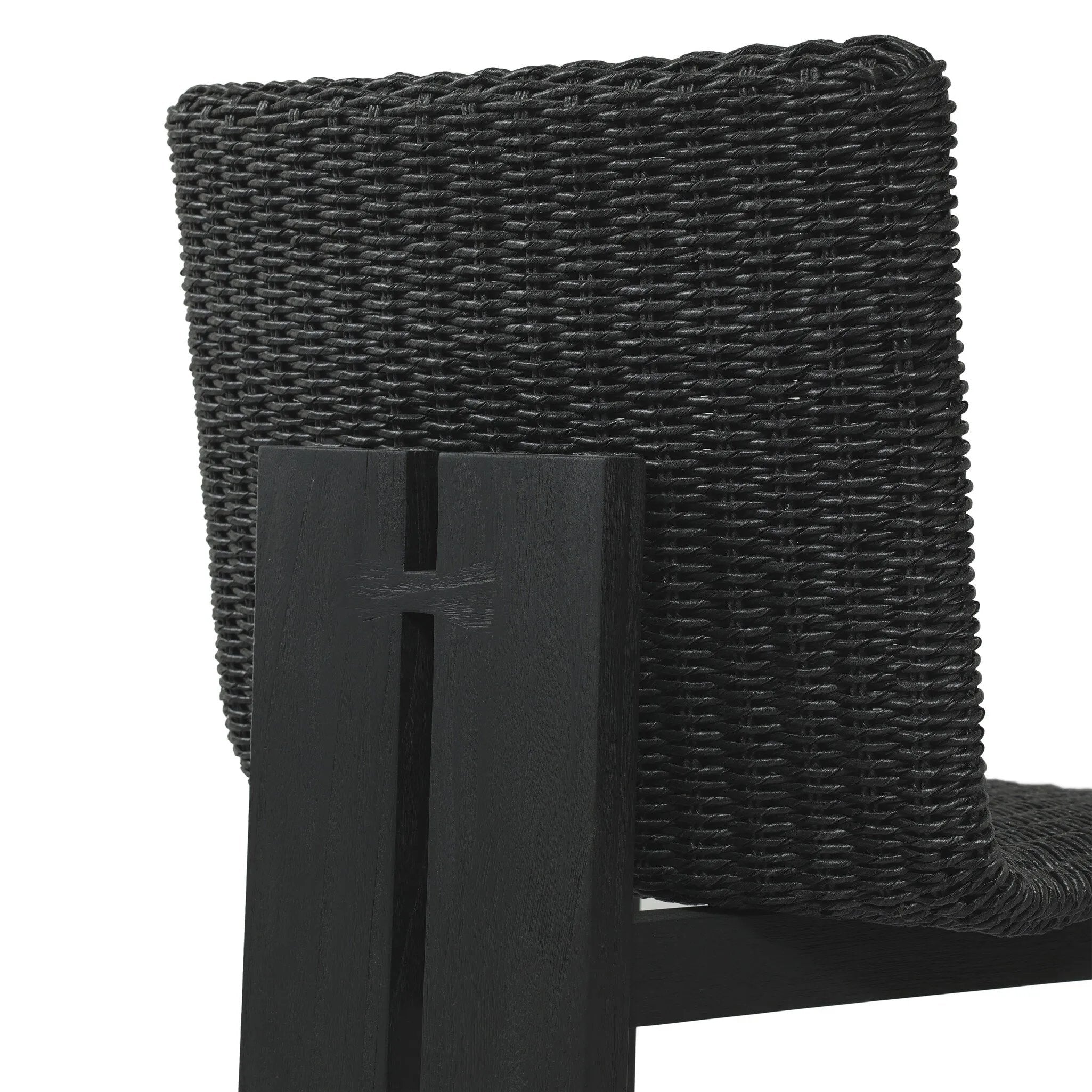 Featuring Roxy Faux Black Hyacinth Outdoor Dining Chair by Four Hands at Amethyst Home. Expertly crafted for outdoor use, the Roxy Faux Black Hyacinth Dining Chair combines style and functionality. Its durable construction makes it perfect for outdoor dining, while its elegant design adds a touch of sophistication to any space. Get ready to elevate your outd. Amethyst Home provides interior design, new home construction design consulting, vintage area rugs, and lighting in the Monterey metro area.