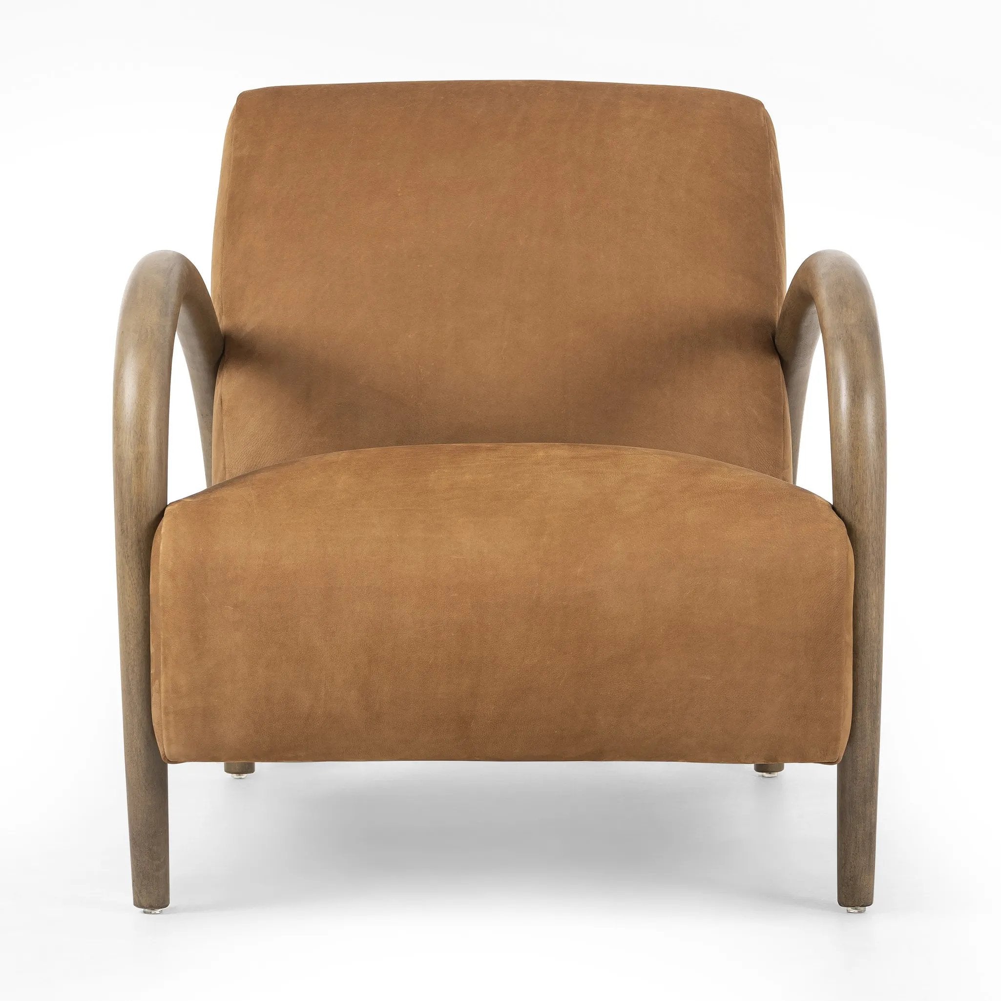 Featuring Sandro Nubuck Cognac Chair by Four Hands at Amethyst Home. This versatile accent chair is upholstered in a faux Mongolian shearling with a textural high pile. A contrasting, chunky parawood frame hugs the seat and is wire-brushed for a warm, vintage feel.Overall Dimensions: 29.50"w x 41.00"d x 32.00"hWeight : 45.19 lbsMaterials : Top Grain Leathe. Amethyst Home provides interior design, new home construction design consulting, vintage area rugs, and lighting in the Alpharetta metro area.