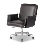 Shiny stainless steel frames Four Hands-exclusive top-leather cushioning for a balance of comfort and edge. Overfilled for a relaxed sit, a cushioned seat and back keep things supportive. Adjustable height and smooth 360-swivel bring ease to your workspace Amethyst Home provides interior design, new home construction design consulting, vintage area rugs, and lighting in the Austin metro area.