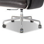 Shiny stainless steel frames Four Hands-exclusive top-leather cushioning for a balance of comfort and edge. Overfilled for a relaxed sit, a cushioned seat and back keep things supportive. Adjustable height and smooth 360-swivel bring ease to your workspace Amethyst Home provides interior design, new home construction design consulting, vintage area rugs, and lighting in the Kansas City metro area.