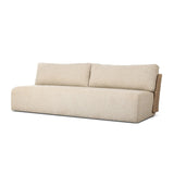 Boldly woven. This modern boxy outdoor sofa takes an angular, inflated silhouette and accents it with a woven back that peeks around a fully cushioned seat. Cover or store indoors during inclement weather and when not in use Amethyst Home provides interior design, new home construction design consulting, vintage area rugs, and lighting in the Laguna Beach metro area.