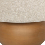 Inspired by vintage vessels, a stout table lamp bears the unique markings of natural terracotta. Topped with a neutral linen shade for texture and contrast Amethyst Home provides interior design, new home construction design consulting, vintage area rugs, and lighting in the Scottsdale metro area.