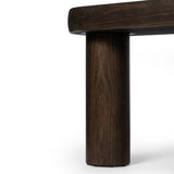 Featuring Sommer Sienna Brown Pine Console Table by Four Hands at Amethyst Home. Three round pillar legs support a thick oval top featuring rounded edges. A dark brown pine finish showcases rich grain movement, playing up the curvature of this piece.
Overall Dimensions: 16.0" L x 78.0 " W x 30.0" H
Collection: WestgateColors: Sienna Brown PineMaterials: S. Amethyst Home provides interior design, new home construction design consulting, vintage area rugs, and lighting in the Los Angeles metro area.