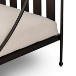 Statement-making comfort. This outdoor chaise brings a modern, French Deco-inspired look with bold color contrast to the patio. High back vertical slats pair with the removable canopy and small finial details for a unique take on traditional. Cover or store indoors during inclement weather and when not in use Amethyst Home provides interior design, new home construction design consulting, vintage area rugs, and lighting in the Alpharetta metro area.