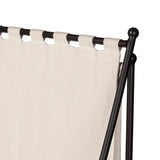 Statement-making comfort. This outdoor chaise brings a modern, French Deco-inspired look with bold color contrast to the patio. High back vertical slats pair with the removable canopy and small finial details for a unique take on traditional. Cover or store indoors during inclement weather and when not in use Amethyst Home provides interior design, new home construction design consulting, vintage area rugs, and lighting in the Miami metro area.