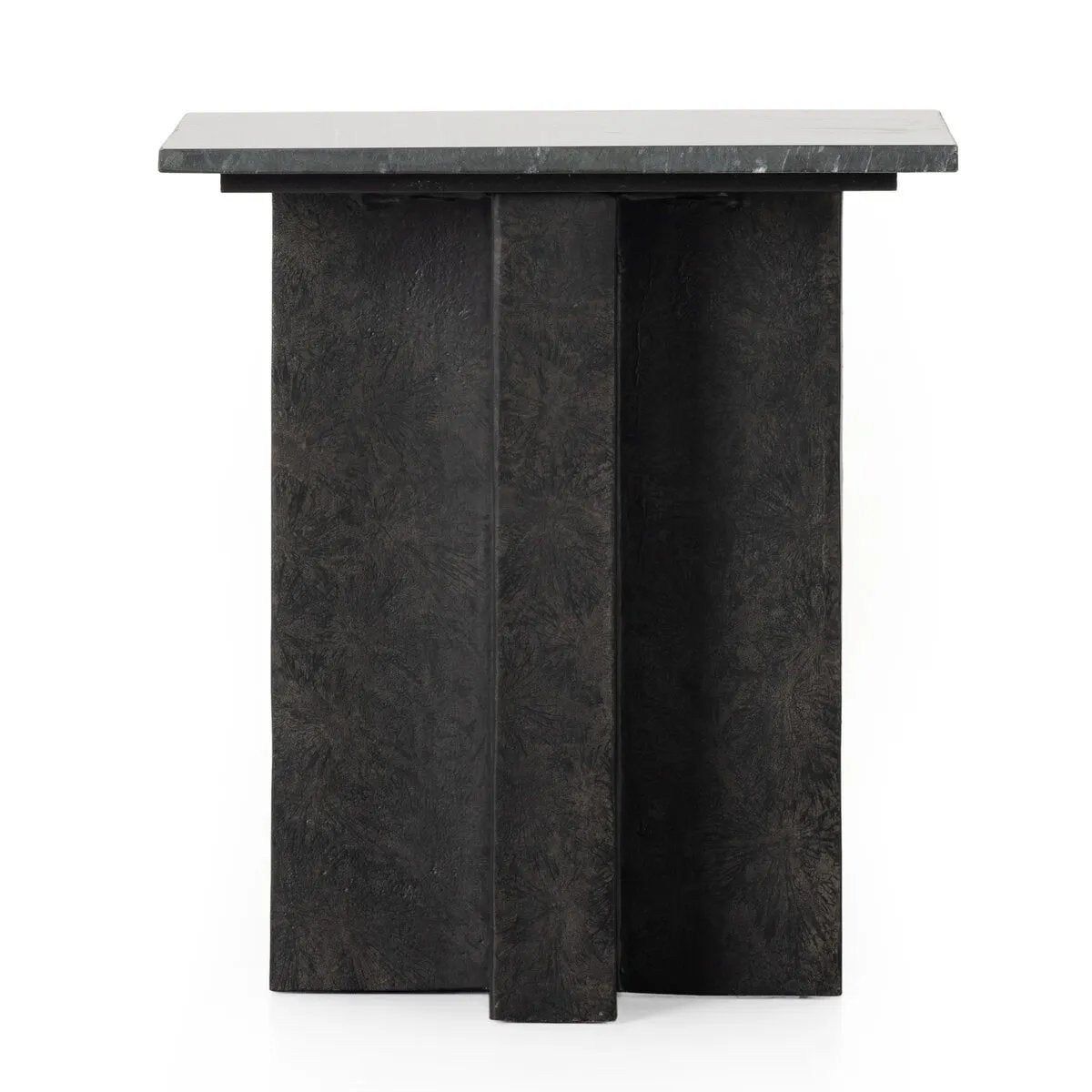 Featuring Terrell Black Marble End Table by Four Hands at Amethyst Home. Expertly crafted, the Terrell Black Marble End Table elevates any room with its sleek design and durable construction. The perfect addition to your living space, this end table offers both functionality and style. Made with high-quality marble, it provides a touch of elegance while bein. Amethyst Home provides interior design, new home construction design consulting, vintage area rugs, and lighting in the Monterey metro area.