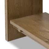 Featuring Theodore Rustic Amber Oak Veneer Bookcase by Four Hands at Amethyst Home. Wide and stately, with plenty of space for storage and display. A bookcase made from rustic amber-finished oak shapes a wide floating shelf design, with layered cross supports bringing an architectural feel to the office or living room.Overall Dimensions: 60.00"w x 18.00"d x. Amethyst Home provides interior design, new home construction design consulting, vintage area rugs, and lighting in the San Diego metro area.