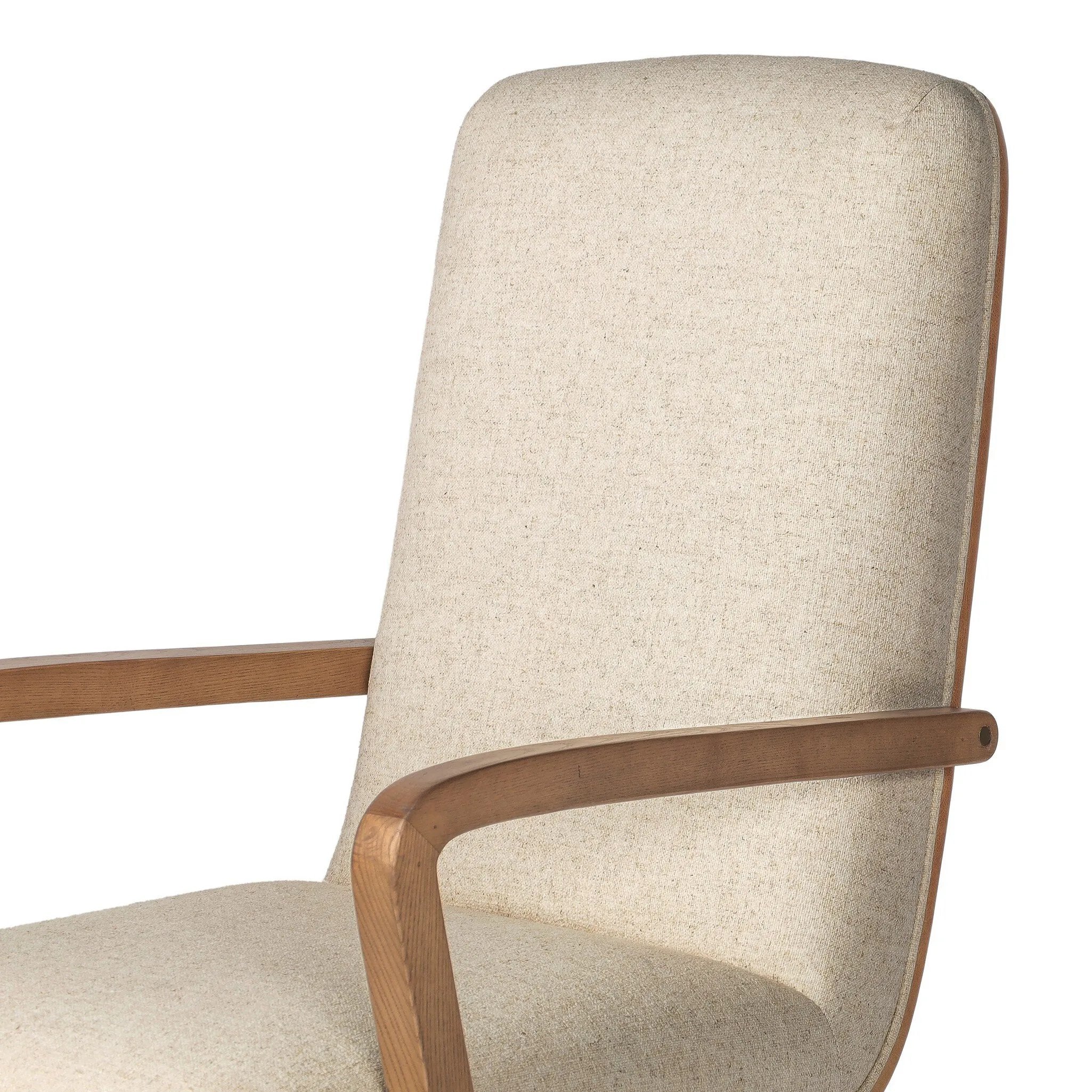 A classic silhouette is modernized with a cotton- and linen-blend performance fabric, then elevated with a top-grain leather back Amethyst Home provides interior design, new home construction design consulting, vintage area rugs, and lighting in the Kansas City metro area.