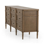 Made from toasted oak with slim legs, nine drawers bring antique European vibes to modern bedroom styling. This item has been modified to comply with the STURDY Act. See a full list of modified products and data changes in the “STURDY Act” file in the Downloads section below Amethyst Home provides interior design, new home construction design consulting, vintage area rugs, and lighting in the Winter Garden metro area.