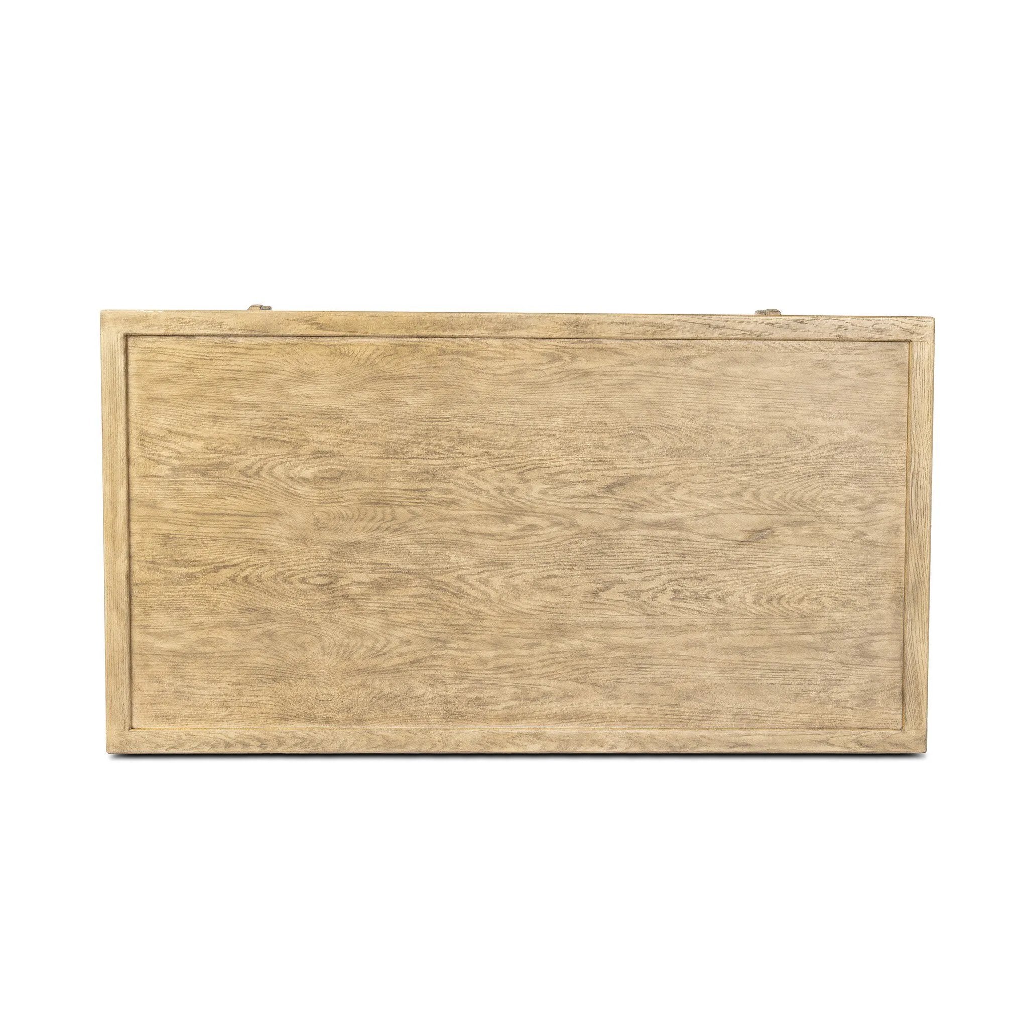 Featuring Trinity Distressed Light Oak Coffee Table by Four Hands at Amethyst Home. This Asian-inspired design made from light, distressed oak features mortise-and-tenon joinery, which connects protruding stretchers to sturdy legs. Lower shelving for bonus storage and display.Overall Dimensions: 65.00"w x 35.50"d x 16.00"hWeight : 127.87 lbsMaterials : . Amethyst Home provides interior design, new home construction design consulting, vintage area rugs, and lighting in the Newport Beach metro area.