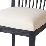 A linear dining style inspired by Japanese tea houses, crafted from black-finished ash. Designed for comfort, a thick cushion