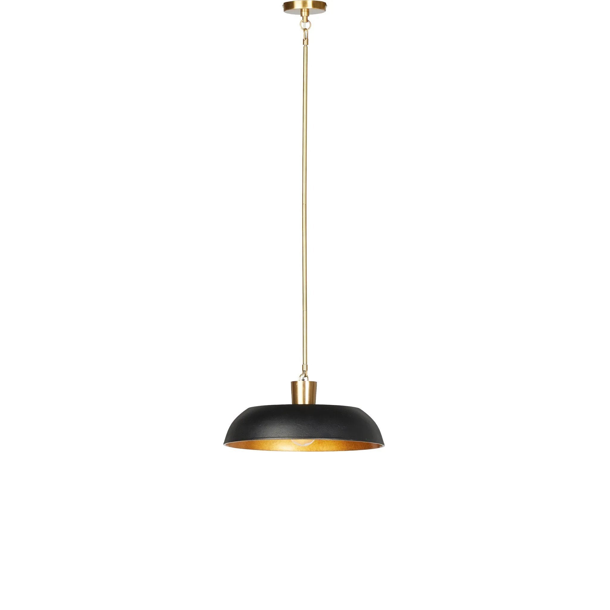 Featuring Walton Black Aluminum Enamel Pendant by Four Hands at Amethyst Home. Low-profile pendant light with wide cast aluminum shade in a black textured finish. Gold leaf interior reflects to emit a warm, inviting glow that meets vintage inspiration and modern simplicity.
Overall Dimensions: 18.0" L x 18.0 " W x 8.25" H
Collection: DaneColors: Black A. Amethyst Home provides interior design, new home construction design consulting, vintage area rugs, and lighting in the Winter Garden metro area.