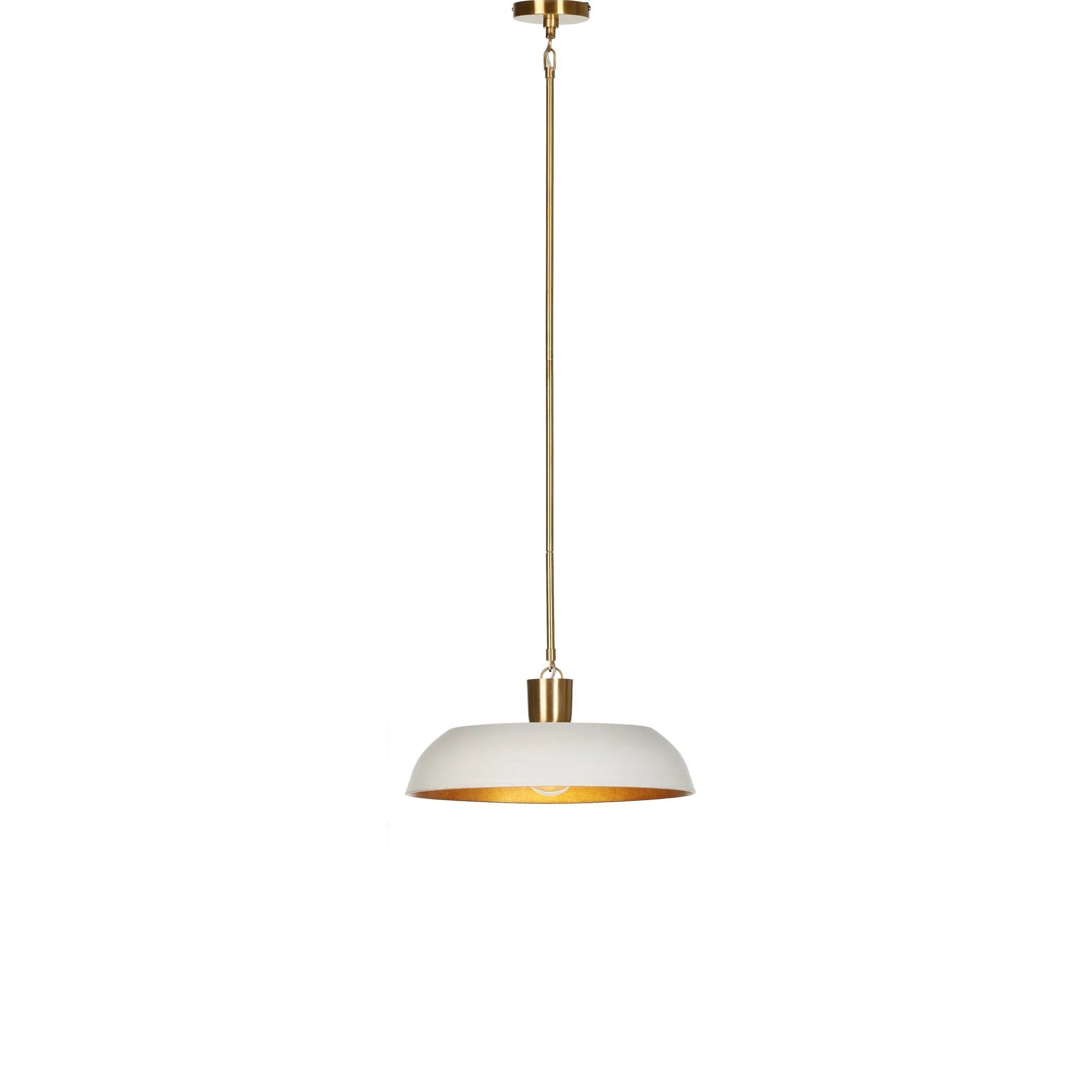Featuring Walton White Aluminum Enamel Pendant by Four Hands at Amethyst Home. Low-profile pendant light with wide cast aluminum shade in a white textured finish. Gold leaf interior reflects to emit a warm, inviting glow that meets vintage inspiration and modern simplicity.
Overall Dimensions: 18.0" L x 18.0 " W x 8.25" H
Collection: DaneColors: White Alum. Amethyst Home provides interior design, new home construction design consulting, vintage area rugs, and lighting in the Des Moines metro area.