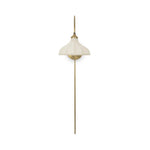 Slim and curved, a swan-neck arm supports a bell-shaped linen shade with brass boning, updating a traditional lighting look. This plug-in sconce design brings warm illumination to any space while discreet cord management keeps the look polished. Ideal for crafting warm, inviting reading corners or bedside ambiance Amethyst Home provides interior design, new home construction design consulting, vintage area rugs, and lighting in the Monterey metro area.