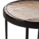 Featuring Yoko Smoked Brown Cast Glass Nesting Table by Four Hands at Amethyst Home. Smoky brown glass-topped table with slim