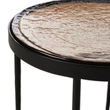 Featuring Yoko Smoked Brown Cast Glass Nesting Table by Four Hands at Amethyst Home. Smoky brown glass-topped table with slim