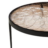 Featuring Yoko Smoked Brown Cast Glass Nesting Table by Four Hands at Amethyst Home. Smoky brown glass-topped table with slim
