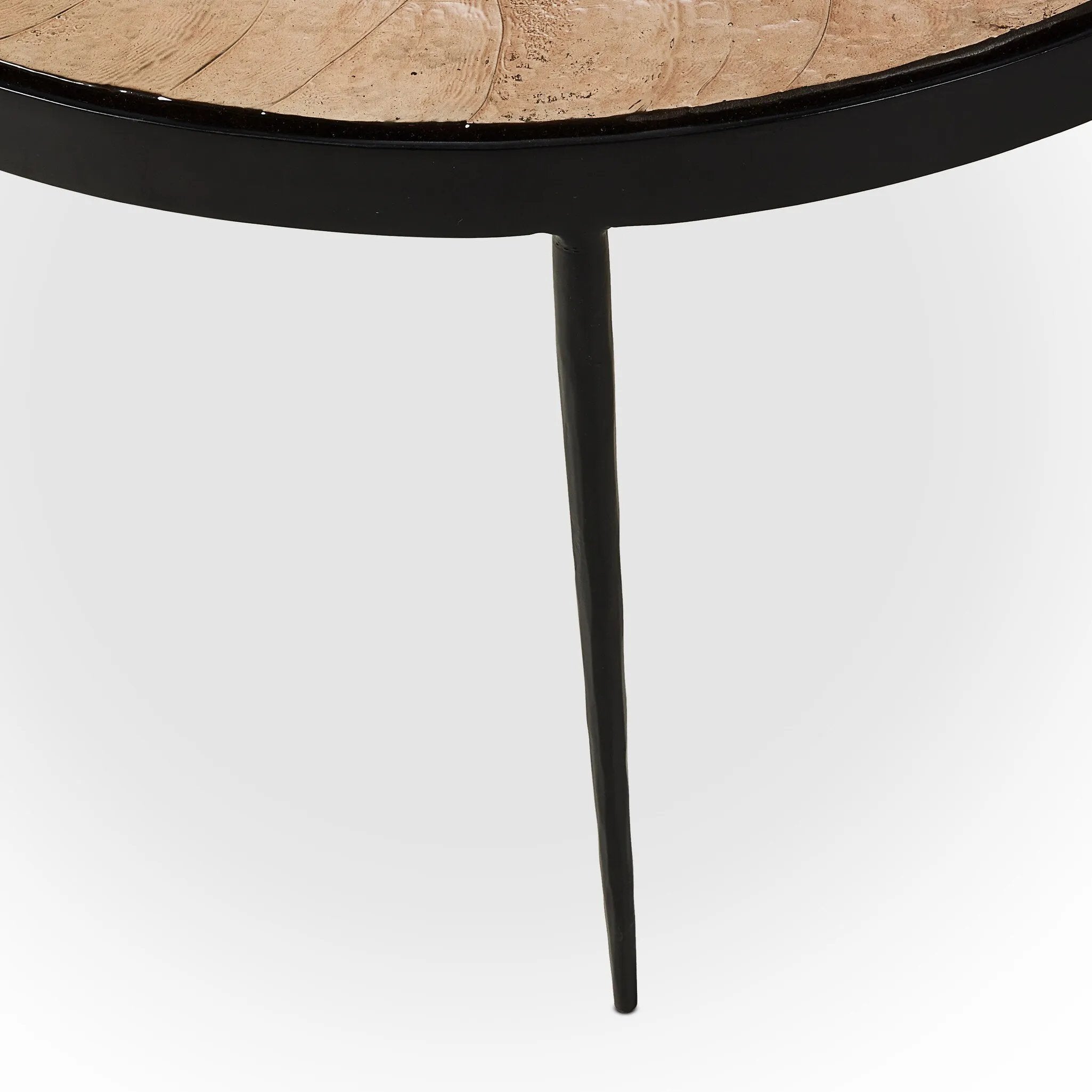 Featuring Yoko Smoked Brown Cast Glass Nesting Table by Four Hands at Amethyst Home. Smoky brown glass-topped table with slim