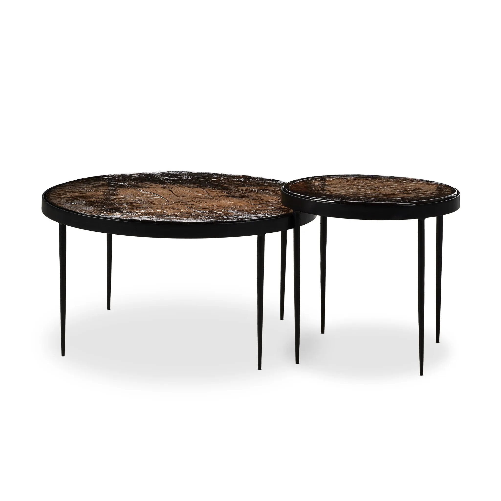 Featuring Yoko Smoked Brown Cast Glass Nesting Table by Four Hands at Amethyst Home. Smoky brown glass tops with slim, tapered matte black metal frames in a sleek, contemporary design. Available as a nesting set or standalone tables.
Overall Dimensions: 32.0" L x 32.0 " W x 18.25" H
Collection: MarlowColors: Smoked Brown Cast Glass, Iron Matte BlackMaterial. Amethyst Home provides interior design, new home construction design consulting, vintage area rugs, and lighting in the Park City metro area.