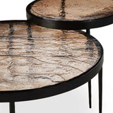 Featuring Yoko Smoked Brown Cast Glass Nesting Table by Four Hands at Amethyst Home. Smoky brown glass tops with slim, tapere
