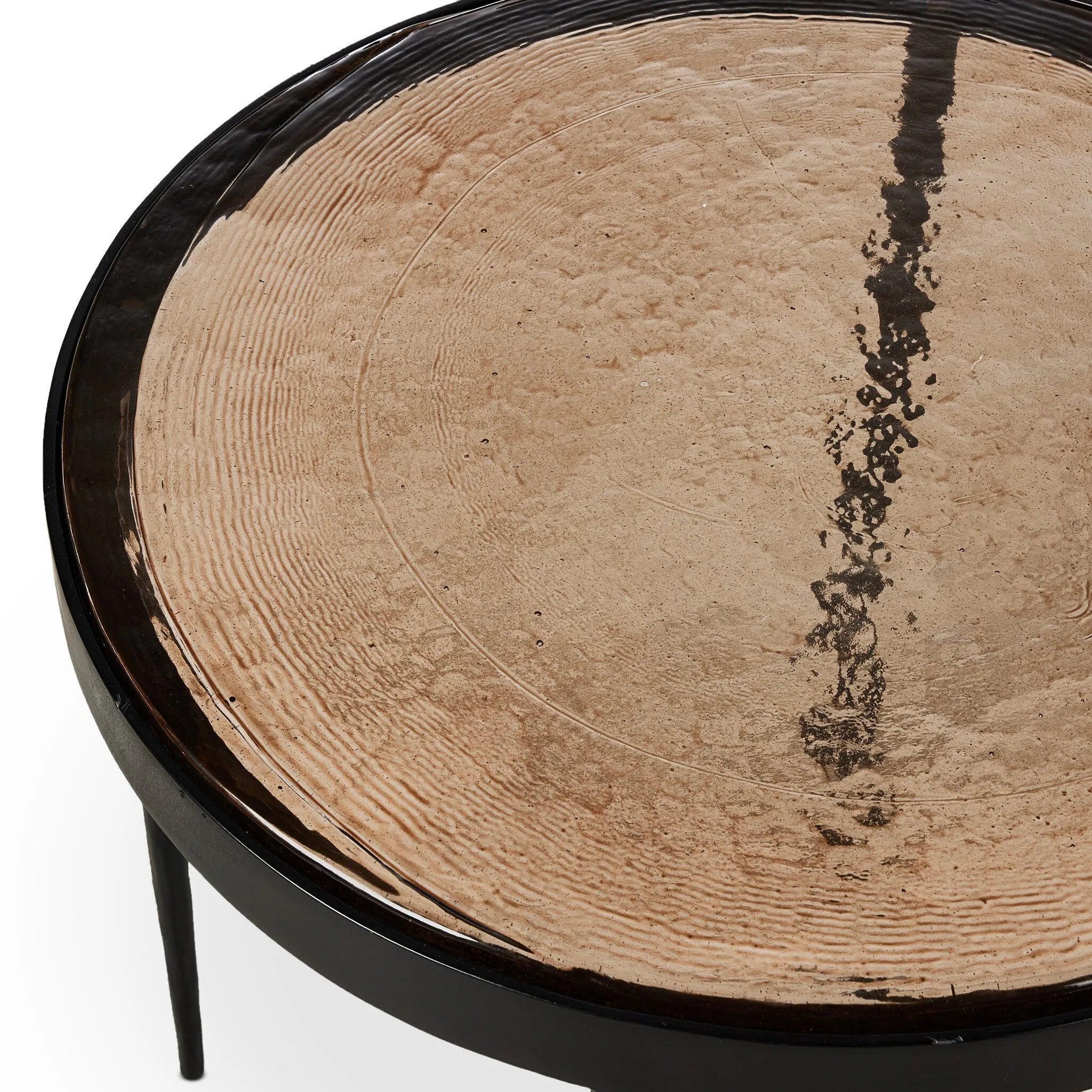 Featuring Yoko Smoked Brown Cast Glass Nesting Table by Four Hands at Amethyst Home. Smoky brown glass-topped table with slim