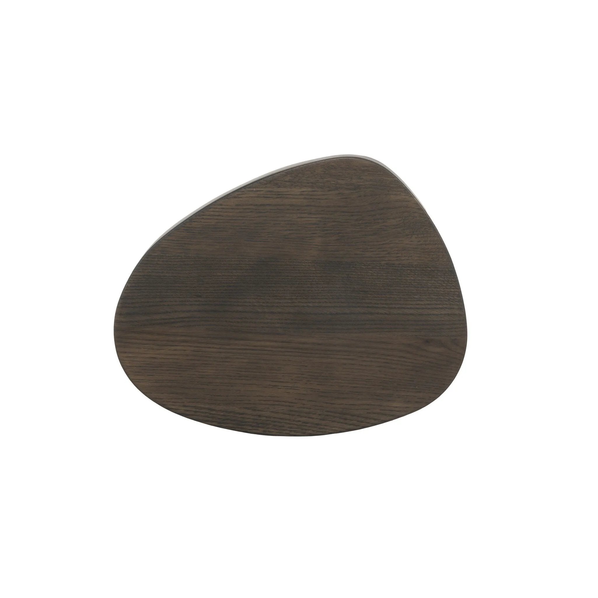 Shape and material share the spotlight in this pedestal-style end table of solid grey oak Amethyst Home provides interior design, new home construction design consulting, vintage area rugs, and lighting in the Newport Beach metro area.