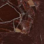 Shape and material share the spotlight in this pedestal-style end table of solid marble finished in a rich merlot with natural veining Amethyst Home provides interior design, new home construction design consulting, vintage area rugs, and lighting in the Alpharetta metro area.