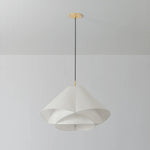 The dynamically layered design of the Edna pendant seeks to push the boundaries of what is possible with a handmade paper shade construction. Constructed as one piece, the shade is comprised of three identical pieces that intersect one another in a perfect geometric array. Amethyst Home provides interior design, new home construction design consulting, vintage area rugs, and lighting in the Houston metro area.