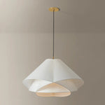 The dynamically layered design of the Edna pendant seeks to push the boundaries of what is possible with a handmade paper shade construction. Constructed as one piece, the shade is comprised of three identical pieces that intersect one another in a perfect geometric array. Amethyst Home provides interior design, new home construction design consulting, vintage area rugs, and lighting in the Los Angeles metro area.