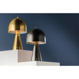 The contrast between the oblong domed shade and the conical base of Hopkinton creates a striking geometric design. Whether this petite lamp is finished in Aged Brass or Distressed Bronze, the on-trend mushroom silhouette adds a dose of personality. Its integrated rechargeable LED light source ensures lasting functionality. Amethyst Home provides interior design, new home construction design consulting, vintage area rugs, and lighting in the Laguna Beach metro area.