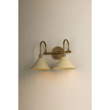 A modern interpretation of Art Deco shapes, the Jovani bath bar features elongated arms and sharply tapered Soft Sand shades. The clean design highlights the connections between elements through pronounced fittings and subtle fluting details. Finished in classic Patina Brass, Jovani is available with 1, 2, or 3 lights. Amethyst Home provides interior design, new home construction design consulting, vintage area rugs, and lighting in the Winter Garden metro area.