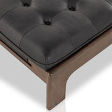 Featuring Halston Heirloom Black Cocktail Ottoman by Four Hands at Amethyst Home. A Seventies-era style inspired by a flea market find. Top-grain leather features dramatic tufting with sling detailing and wide ash framing below. Sourced from one of the oldest family-owned tanneries in Italy's Bassano del Grappa, heirloom leather is salvaged and processed from upcycled hides featuri. Amethyst Home provides interior design, new construction, custom furniture, and area rugs in the Portland metro area