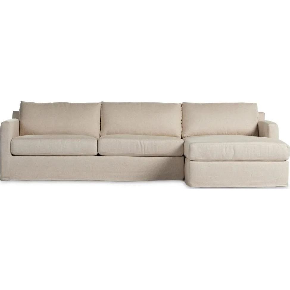 Hampton Evere Creme 2-Piece Right Chaise Slipcover Sectional  Four Hands
