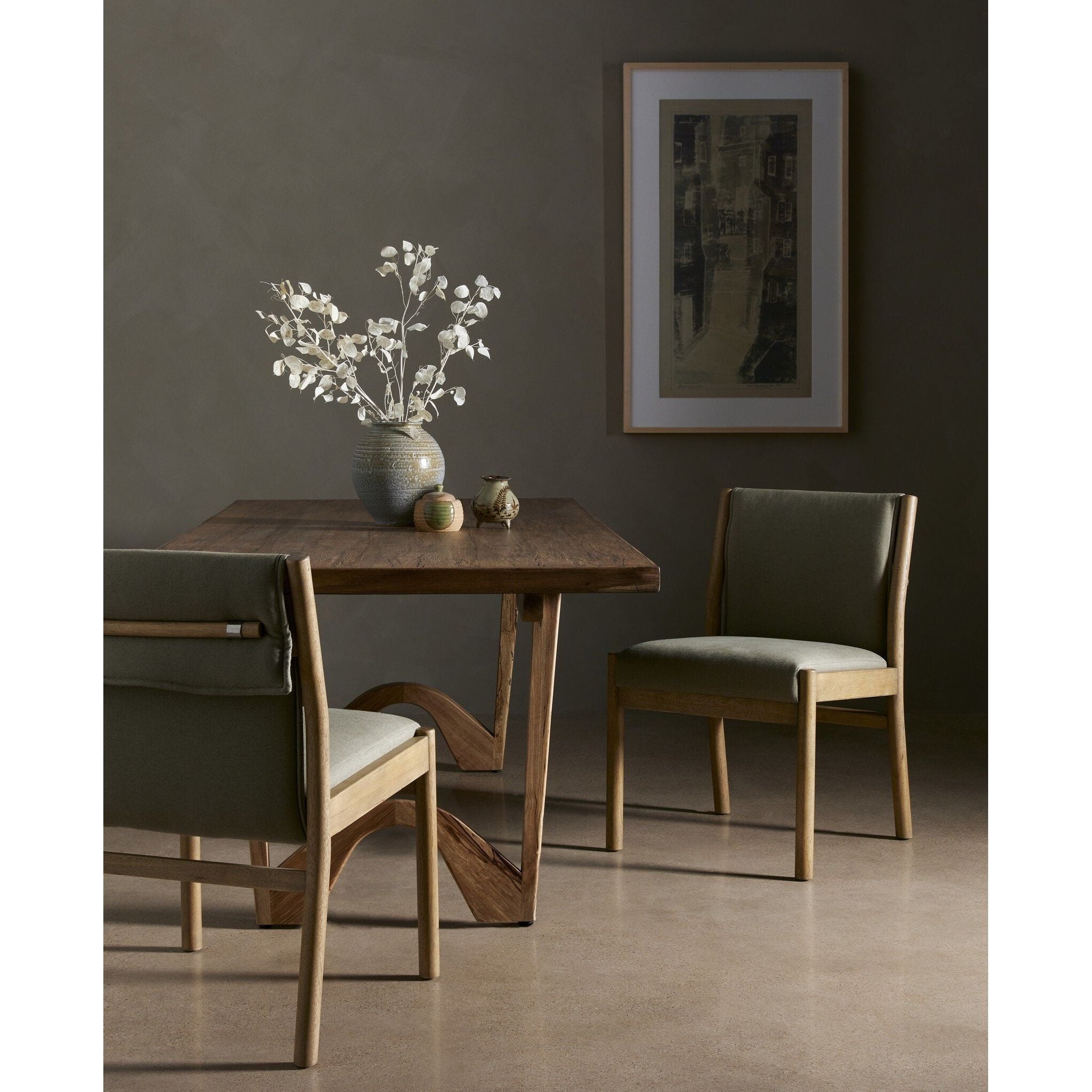 Featuring Nina Cotton Dining Chair by Four Hands at Amethyst Home. This cotton/linen blend Nina Chair feels plush yet so natural with the blend of earth made fibers.  The wood detail on the back makes us swoon.Overall Dimensions: 21.25"w x 24.50"d x 33.50"hWeight : 19.80 lbsMaterials : 62% Cotton, 20% Flax/Linen, 18% Viscose (Rayon), Solid Parawood, Stainless Steel. Amethyst Home provides interior design, new construction, custom furniture, and area rugs in the Portland metro area