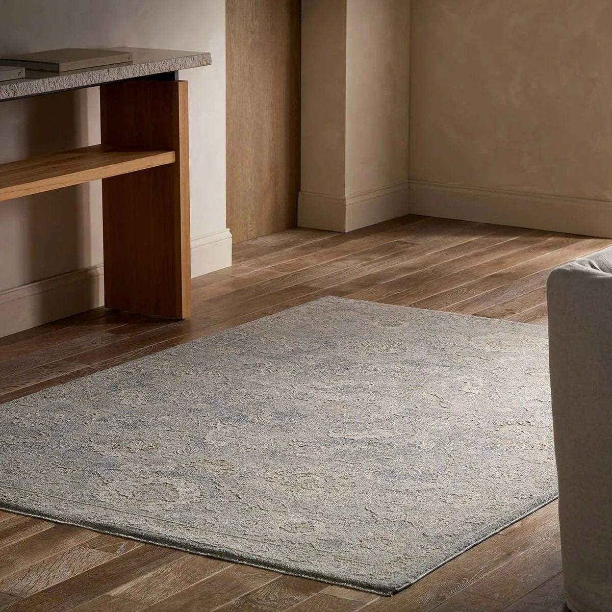 Featuring Alara Rug by Jaipur Living at Amethyst Home. Elegant and classic, the Alara design presents a largely sought-after Oushak-inspired pattern in a durable, powerloomed construction. The beautiful blue and gray oriental pattern effortlessly elevates any medium-traffic indoor setting. Space-dyed polyester introduces subtle, intriguing color variation, whi. Amethyst Home provides interior design, new home construction design consulting, vintage area rugs, and lighting in the Dallas metro area.