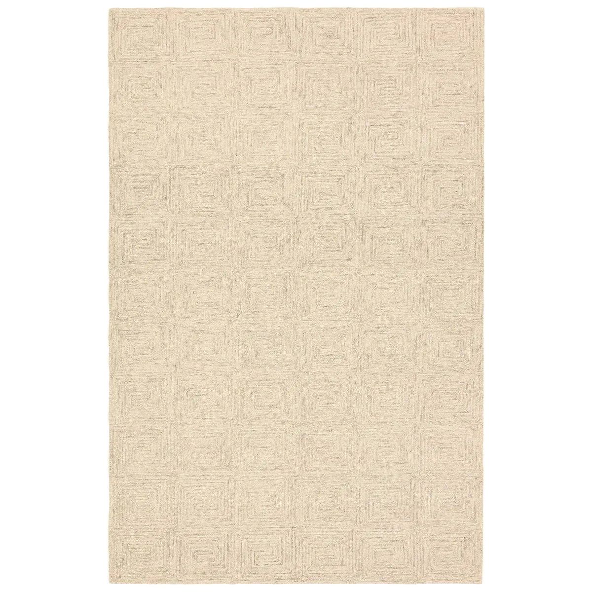 Featuring Kafes Aleric Rug by Jaipur Living at Amethyst Home. The Kafes Aleric embraces minimalist geometry with a modern, tranquil aesthetic. The Aleric design is tufted directionally to form strong, harmonious lines, creating concentric rectangles that radiate outward. Balancing structured design with natural fluidity, this breathable piece allows air to flo. Amethyst Home provides interior design, new home construction design consulting, vintage area rugs, and lighting in the Austin metro area.