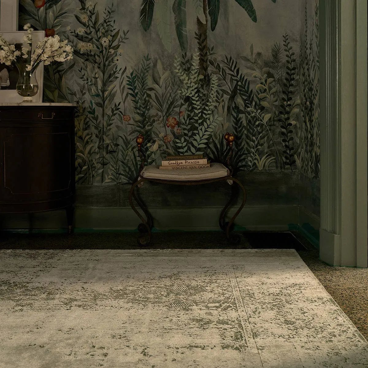 Featuring Alexandria Hand-Knotted Rug by Jaipur Living at Amethyst Home. Deeply rooted in artisanal craftsmanship and traditions, the Nitara Alexandria is a hand-knotted feat. A soft wool-and-silk blend is enhanced with an oxidized process to create a lustrous, distressed finish that amplifies its vintage appeal. Featuring a plush, high-low pile, the Alexandr. Amethyst Home provides interior design, new home construction design consulting, vintage area rugs, and lighting in the Houston metro area.