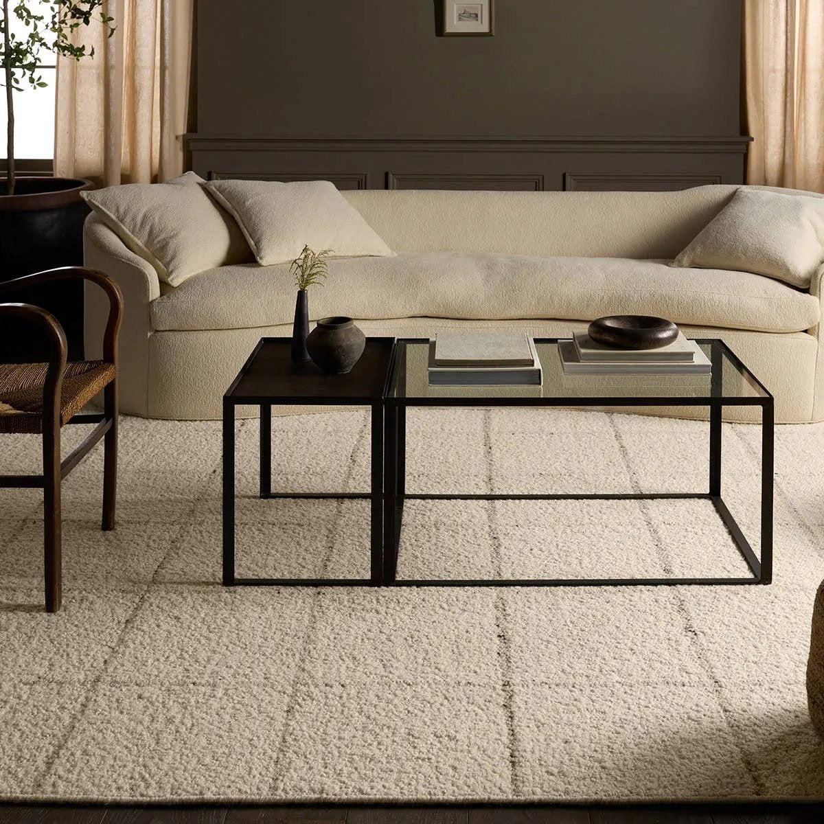 Featuring Leona Coart Rug by Jaipur Living at Amethyst Home. With its lofty, handmade loops, the Coart rug is an inviting, textural essential. Crafted of 100% undyed wool, its natural, relaxed, persona is met with a crisp, contemporary grid pattern.  An outstanding union of artistry and contemporary style, its physical approachability, monochromatic palette,. Amethyst Home provides interior design, new home construction design consulting, vintage area rugs, and lighting in the Portland metro area.